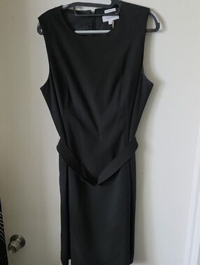 Calvin Klein Black Sleeveless Midi Dress with Waist Detail